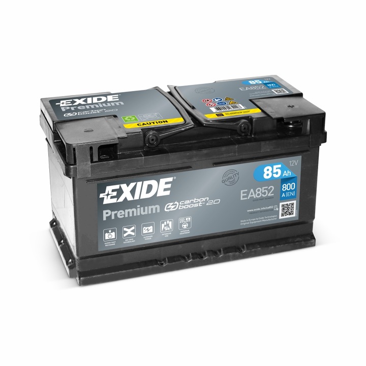 Акумулатор, Exide, Premium, 12V, 85Ah, 800A, EA852