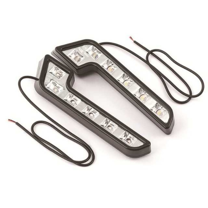 Set 2 Lumini de zi cu LED pentru vehicule, model 1107217 - 110277, negru/alb