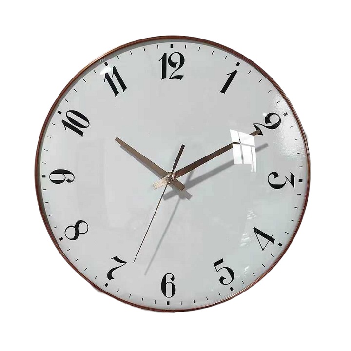 Ceas decorativ, Plastic, Alb, 25x4.5cm