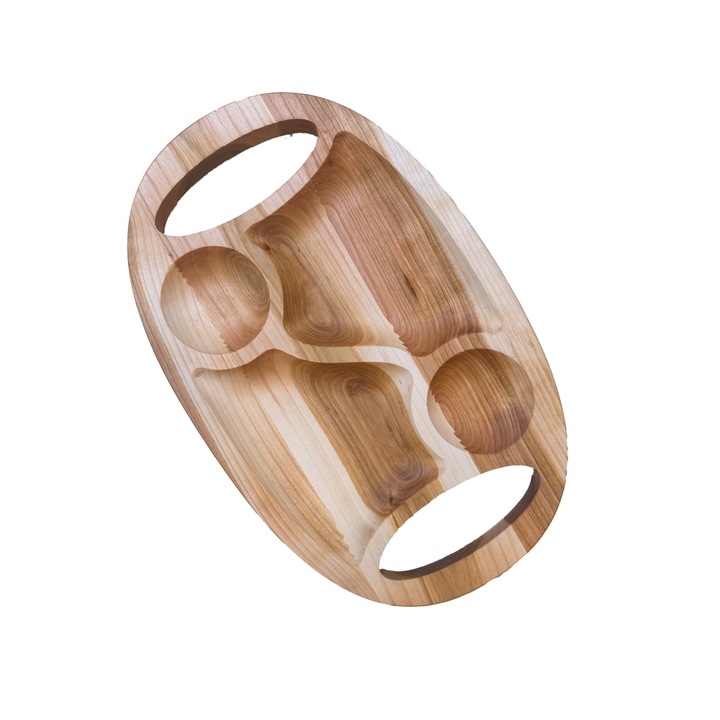 Platou cu compartimente 40cm x 25cm / lemn de stejar