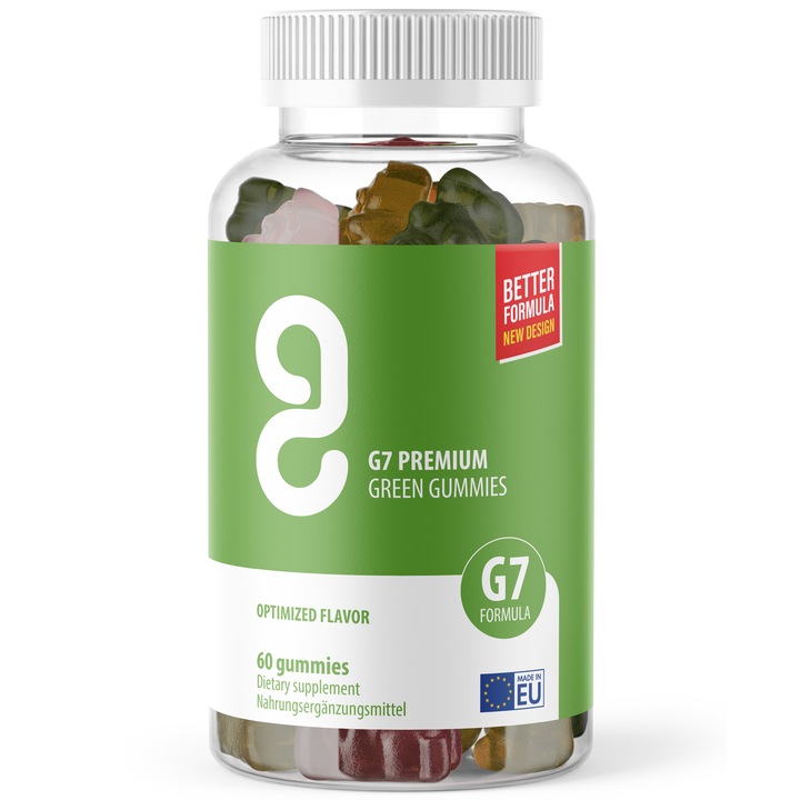 G7 Premium Green Gummies, Supliment alimentar, pentru barbati si femei, 1x60 buc