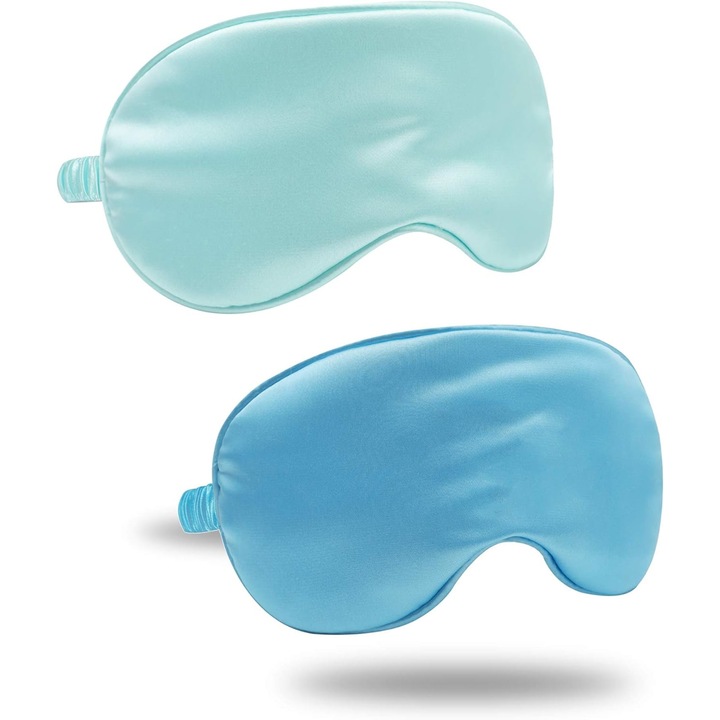 Set 2 Masti de Dormit, Ajustabile, Verde Proaspat si Albastru Cer, 9.5x20.5cm