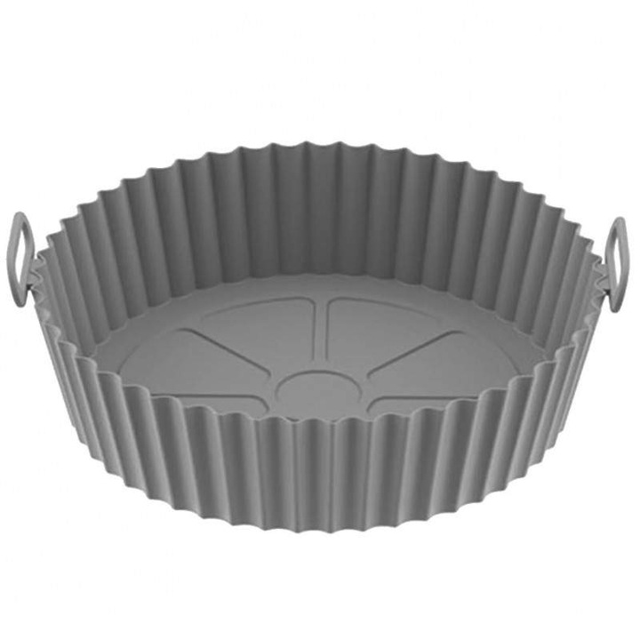 Tava De Protectie Din Silicon SIKS Pentru Air Fryer, Universala, Pentru Friteuza, Prajit, Copt, Reutilizabila, Gri