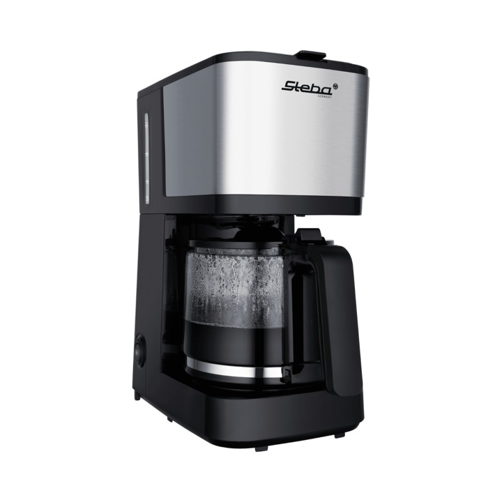 Cafetiera Steba Germany, KM F2, capacitate 1.25 litri, pana la 10 cesti de cafea, compatibila cu cafea macinata, filtru lavabil, carafa din sticla, indicator nivel apa, sistem anti-picurare, operare intuitiva, picioare antiderapante, inox