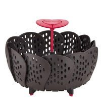 Cos pentru gatire la aburi Tefal Ingenio, design inovator, negru/rosu