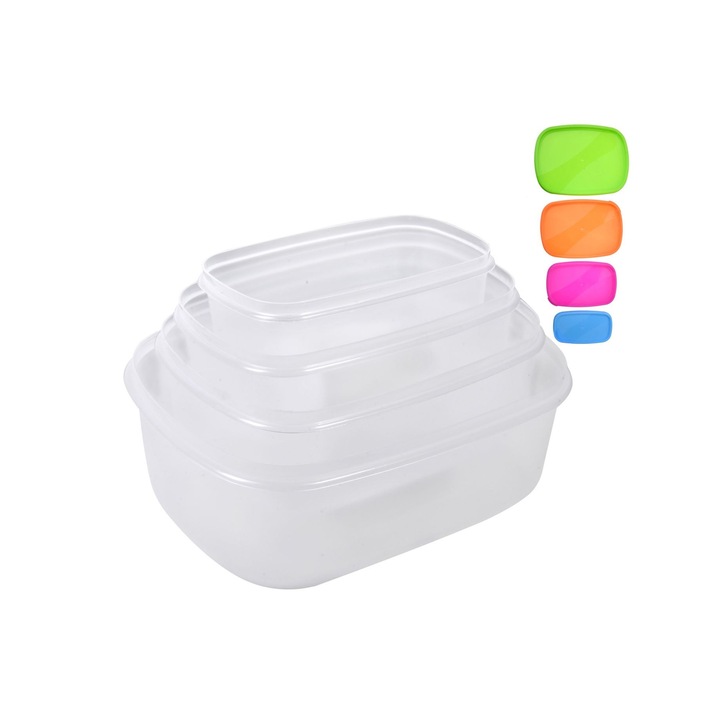 Cutii transparente pentru alimente, diferite dimensiuni, 4 buc