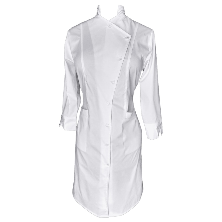 Дамски медицински сарафан, Pe Stil, с копчета, модел Alice, бял, L INTL