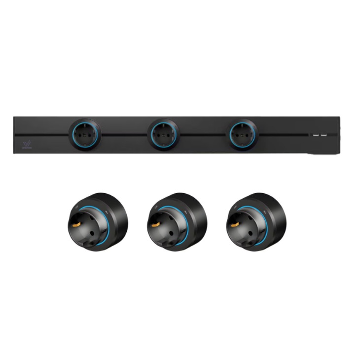 Priza Modulara Veridion® 50cm cu 3x Adaptoare Mobile incluse, montare pe perete, relocarea adaptoare prin rotire pentru flexibilitate, capacitate maxima suportata 8000W, Aluminiu