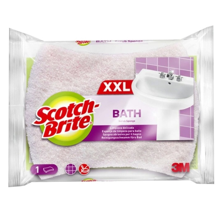 Burete Scotch Brite Clasic XXL pentru baie Alb /Roz