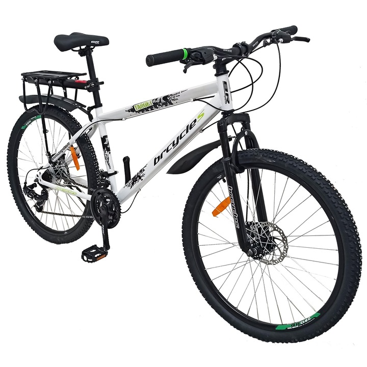 Bicicleta MTB-HT 29" TG Carrier, cadru otel 17', manete secventiale, frane disc, 21 viteze, alb/negru SHIMANO