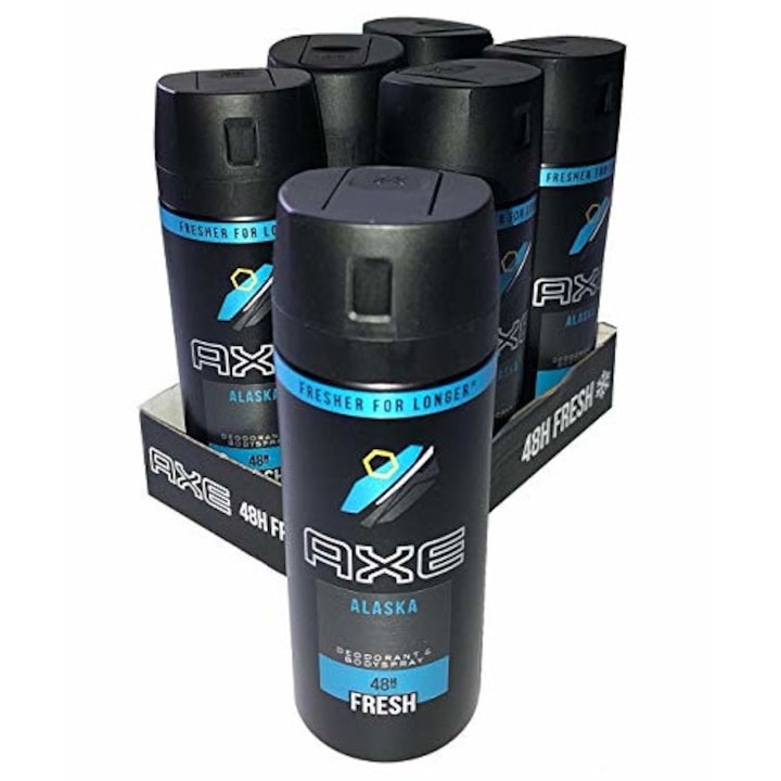 Set 6x Deodorant Body Spray Axe Alaska 150ml Fresh 48hr