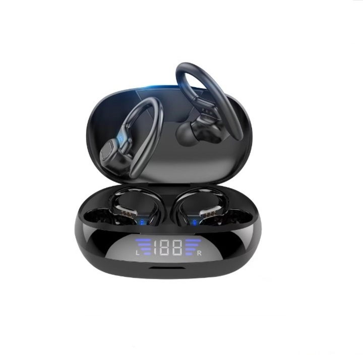 Bluetooth спортни слушалки, BeSmart, пластмаса, 800 mAh, дисплей на мощността, Smart touch, черни