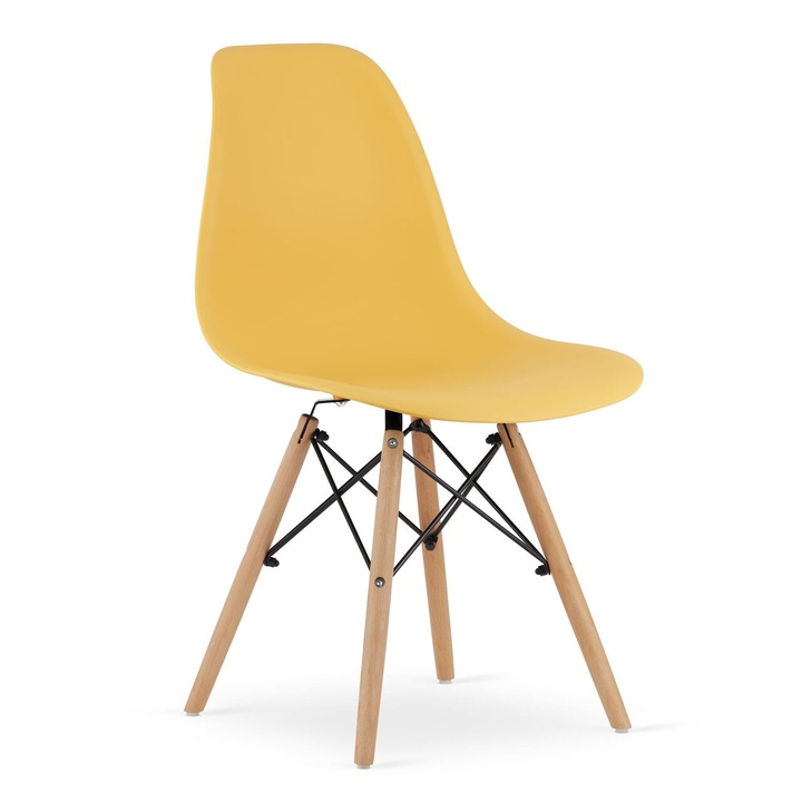 Skandináv stílusú szék, Artool, Osaka, PP, fa, mustár, 46x54x81 cm