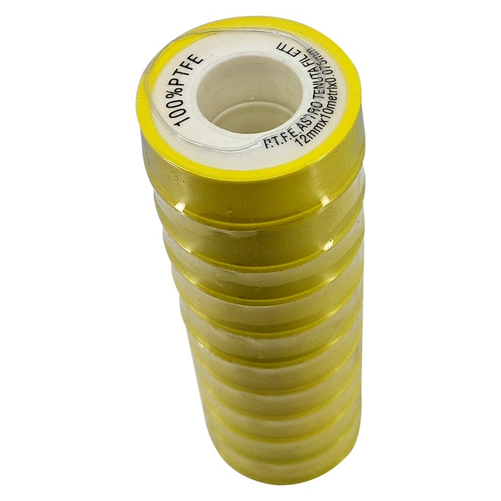 Teflon szalag menetek tömítéséhez, 12 mm x 10 mx 0,075 mm, 10 db / készlet
