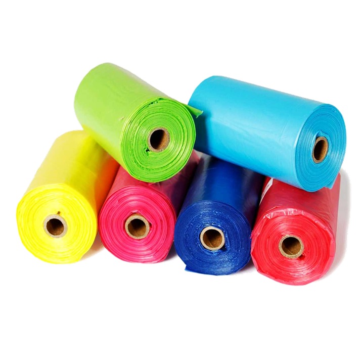 Saci igienici pentru catei/pisici, 90 BUC, saci de gunoi, 6 role, 15 buc/rola, multicolor