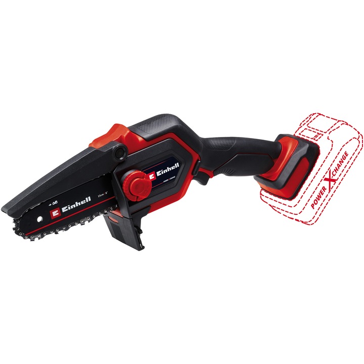 Einhell GE-PS 18/15 Li BL-Solo Power X-Change 18 V Mini elektromos fűrész/mini láncfűrész akkumulátorral, pengehossz 15,8 cm, max. vágási hossz 12,5 cm, vágási sebesség 4,8 m/s, kefe nélküli, akkumulátor és töltő nélkül a szállítókészletben