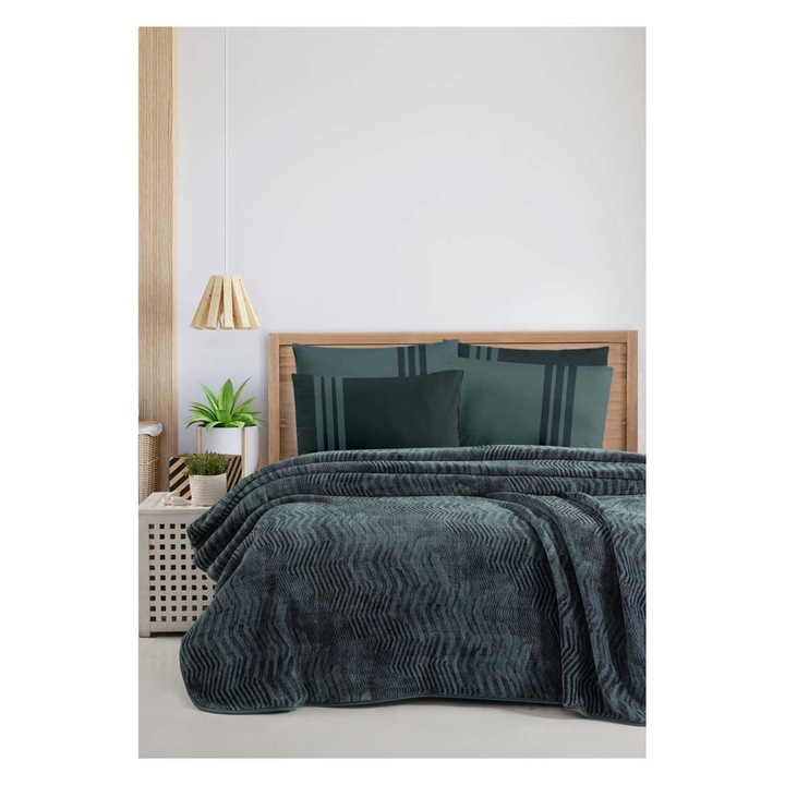 Спален комплект Кингтекс Invuctus, с одеяло, дигитален памучен сатен за спалня, 7 части