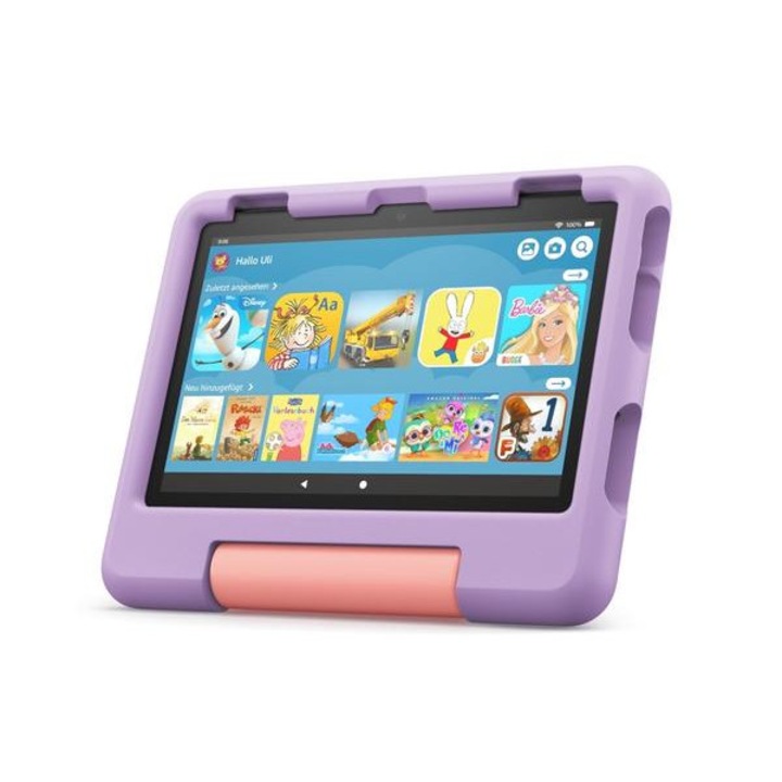 Таблет Amazon Fire HD 8 Kids Edition 2022, 2.0GHz процесор, 8" IPS LCD екран, 2GB RAM, 32GB Flash, 2MP, Wi-Fi, Bluetooth, Android + лилав / черен калъф