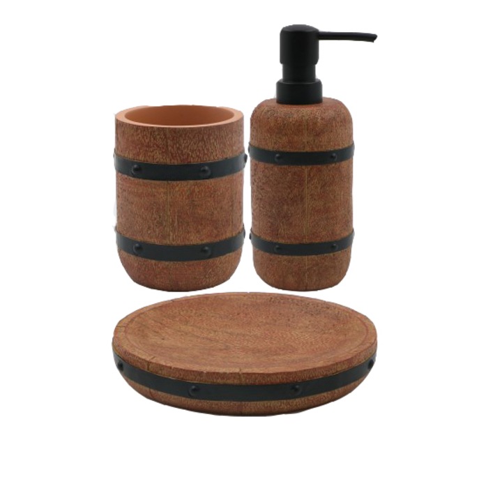 Комплект аксесоари за баня Inter Ceramic Coconut ICCA 513/58/59/63, Дозатор за течен сапун, Сапунерка, Поставка четка за зъби