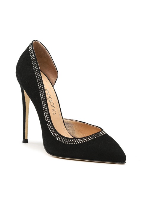 Női magassarkú, Eva Longoria, 302054251, Természetes bőr, Fekete, Fekete