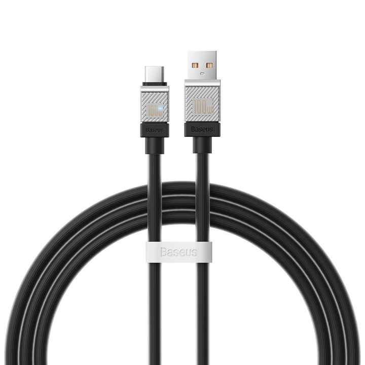 Cablu Baseus Coolplay, USB-A la USB-C, 100W, 1m, Negru