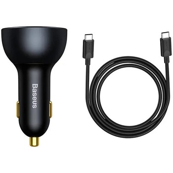 Incarcator auto Baseus Qualcomm Quick Charge5 Multi-Port Fast Charger, 3A, 160W, 2x USB-C, 1x USB-A, cablu USB-C inclus, Gri