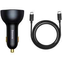 Incarcator auto Baseus Qualcomm Quick Charge5 Multi-Port Fast Charger, 3A, 160W, 2x USB-C, 1x USB-A, cablu USB-C inclus, Gri