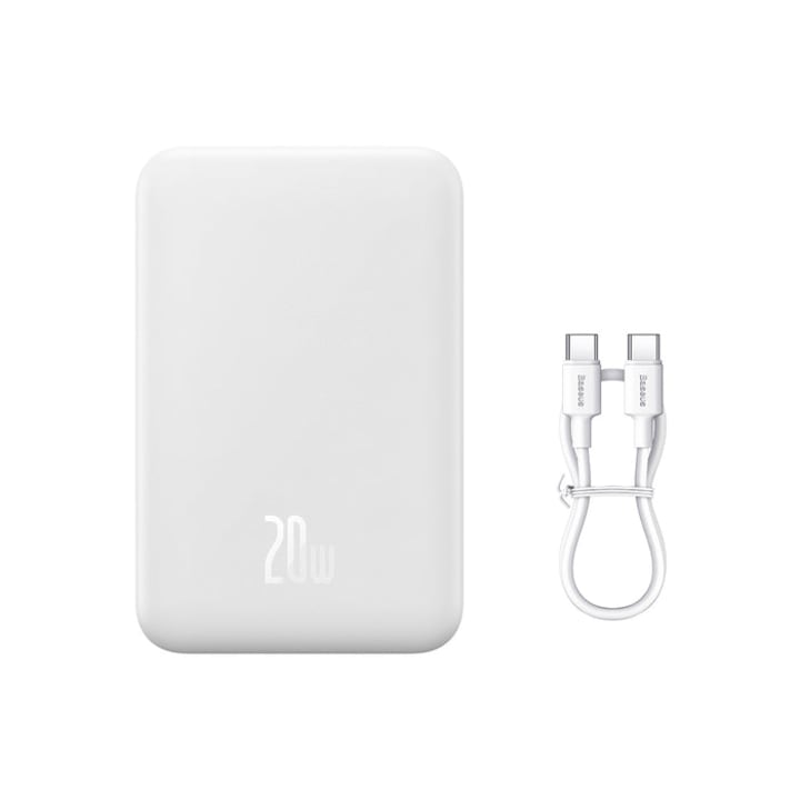 Baseus Magnetic Mini Powerbank, 20000mAh, 20W, MagSafe, Fehér