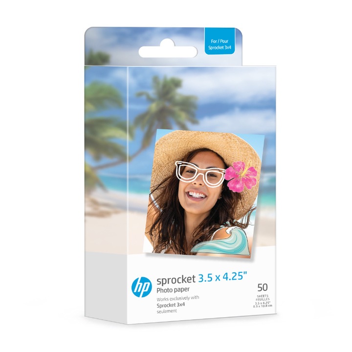 Фотохартия HP Sprocket Paper, 3.50 x 4.25 инча, пакет 50 бр