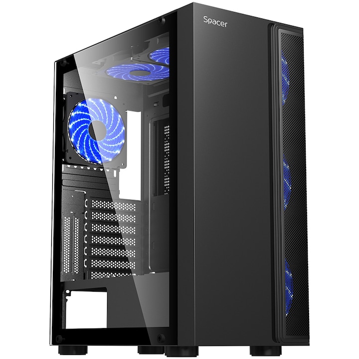 Корпус SPACER ICE-HERO, Middle Tower, ATX, без източник на захранване, безопасно стъкло