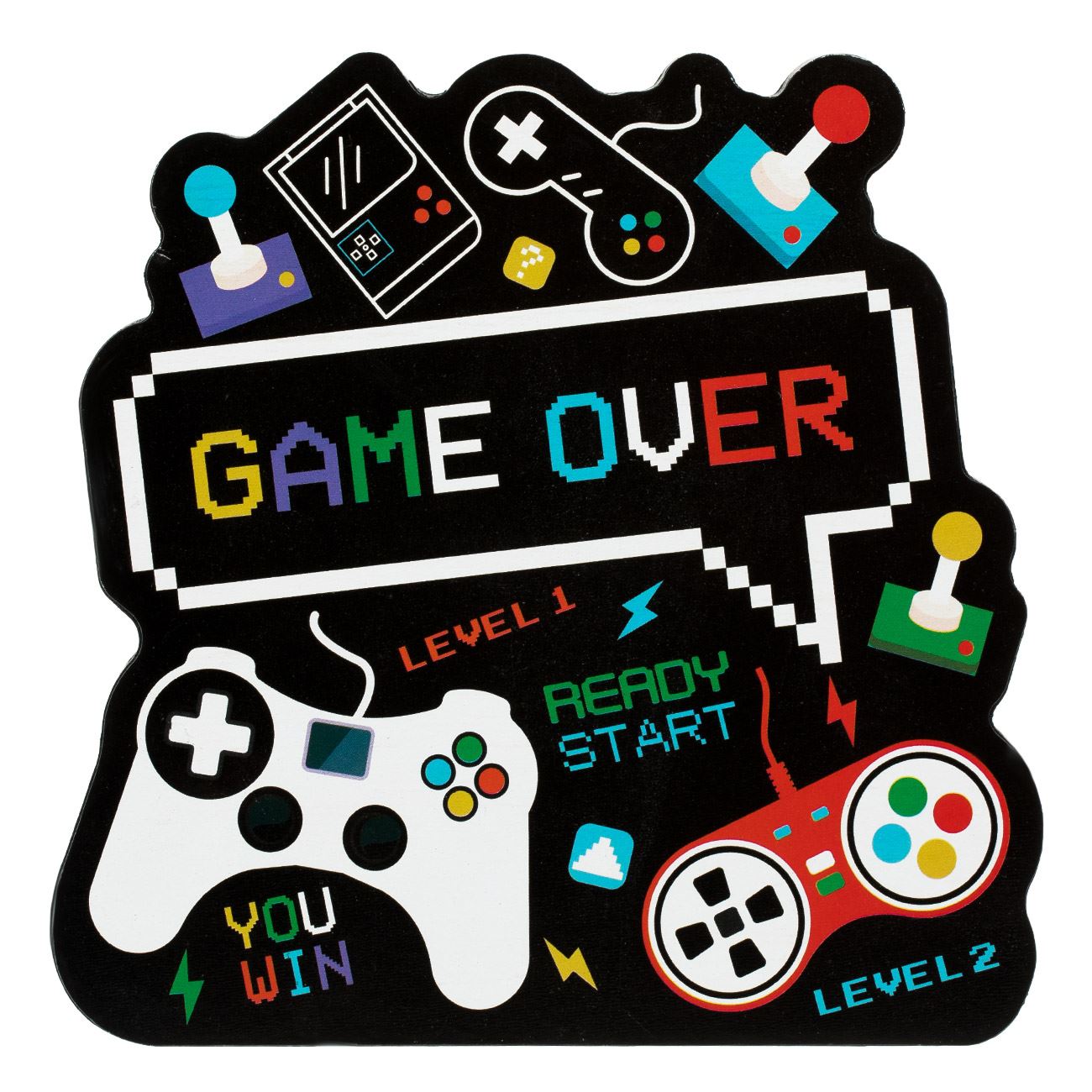 Shopiens® дървена декорация за маса, с принт "Game Over", черна, 15 x 1 ...