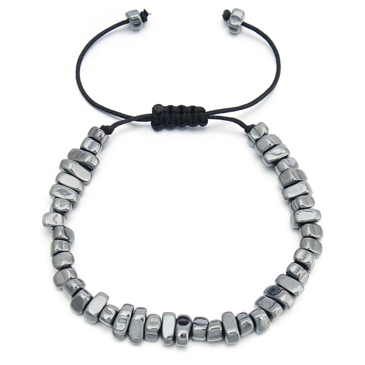 Bratara barbati Lerods cu pietre metalice, reglabila, argintiu