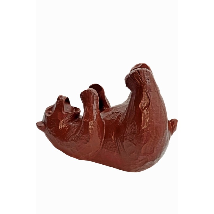 Medve formájú borosüveg tartó, PLA, barna, 20 x 15 x 13 cm