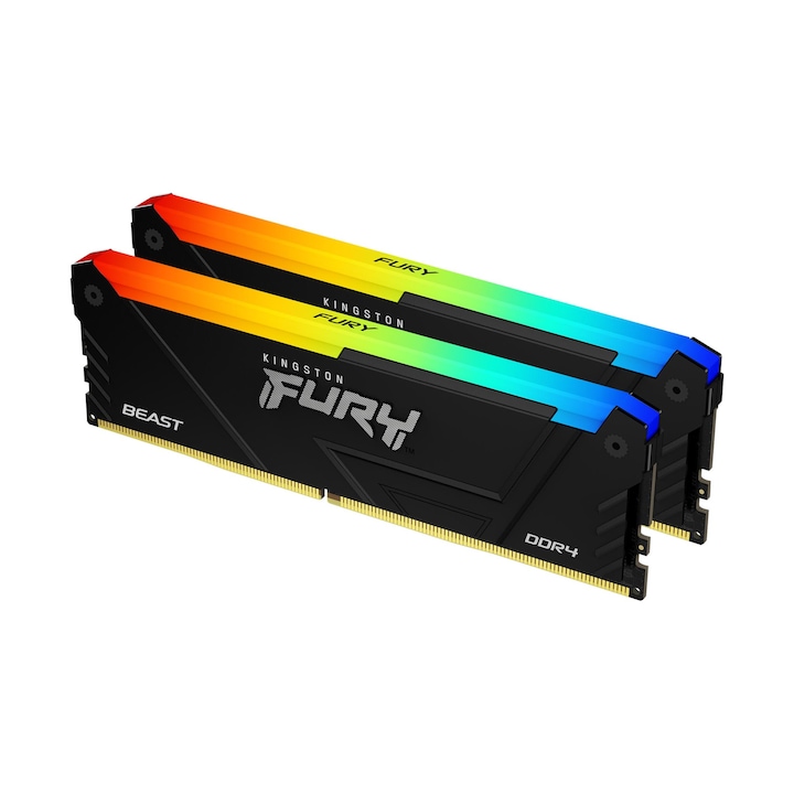 Kingston FURY Beast RGB 8GB памет, (2x4GB) DDR4, 3600MHz, CL17, DIMM