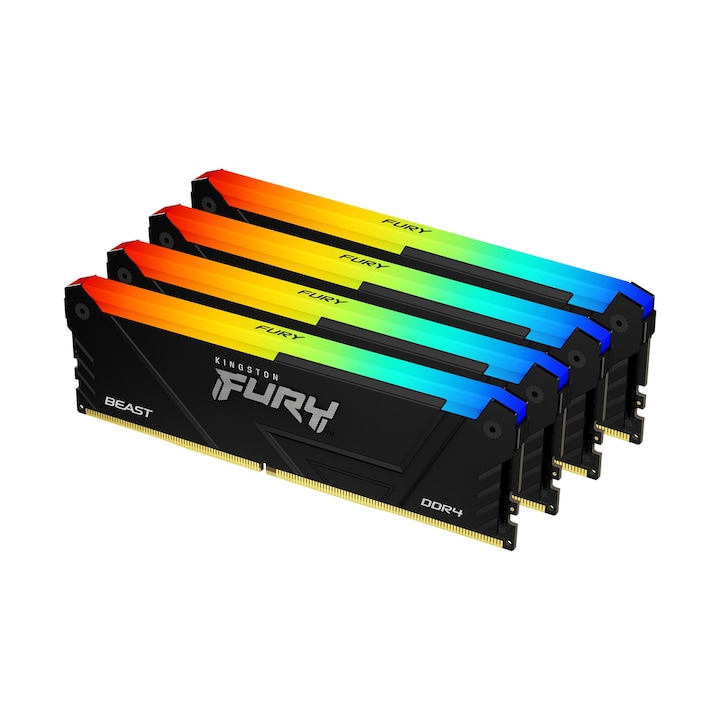 Kingston FURY Beast RGB memória, 64GB memória, (4x16GB) DDR4, 3200MHz, DDR4, DIMM