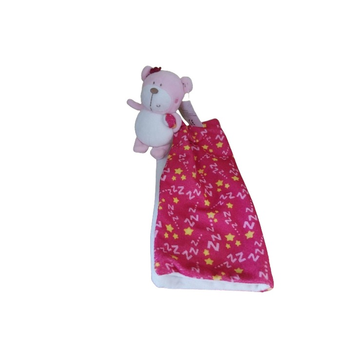 Babaszőnyeg mackós játékkal, rózsaszín, poliészter, 16x26