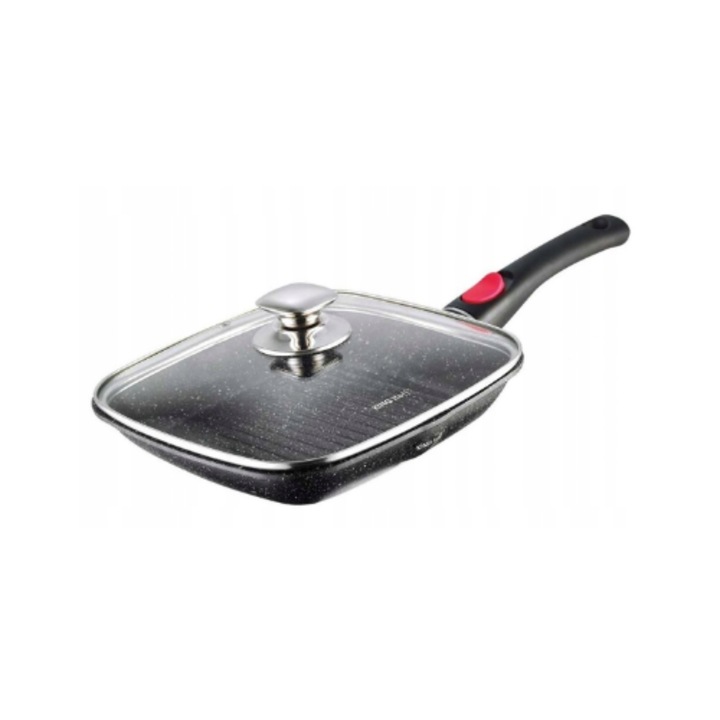 Tigaie marmorata, neagra 28x28x4, 5cm, cu maner detasabil, Kinghoff