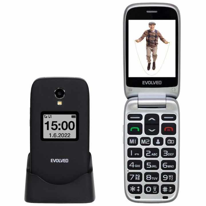 Evolveo Easyphone EP771-FS Senior Mobiltelefon, Fekete