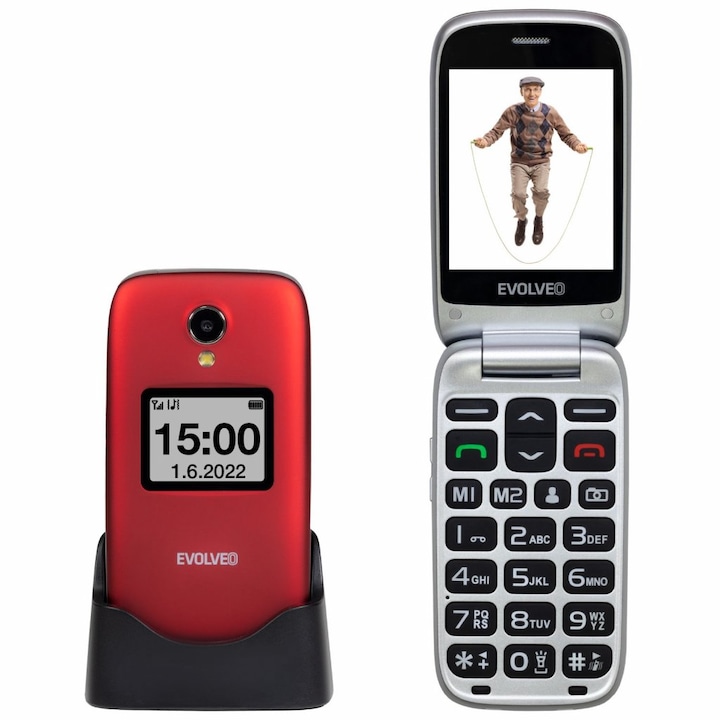 Evolveo Easyphone EP771-FS Senior Mobiltelefon, Piros