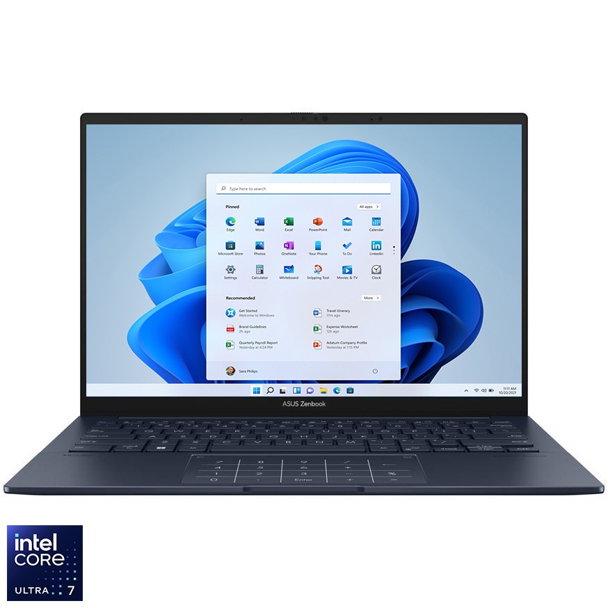 Laptop ASUS Zenbook 14 OLED cu procesor Intel® Core™ Ultra 7 155H