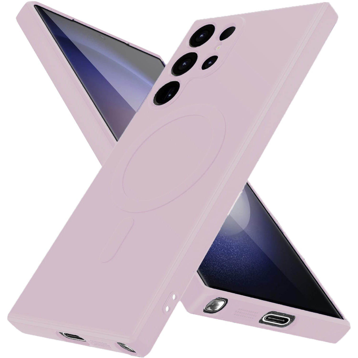 Husa pentru Samsung S24 Ultra Daden® MagCover Silicon cu MagSafe, Protectie Camera, Antisoc, Roz