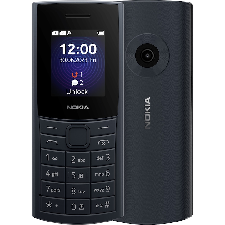 Nokia 110 4G (2023) mobiltelefon, dual sim, sötétkék (Midnight Blue), kártyafüggetlen, magyar menüs