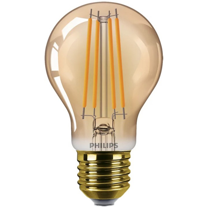 Bec LED vintage (decorativ) Philips A60, flacara, chihlimbar, E27, 7W ...