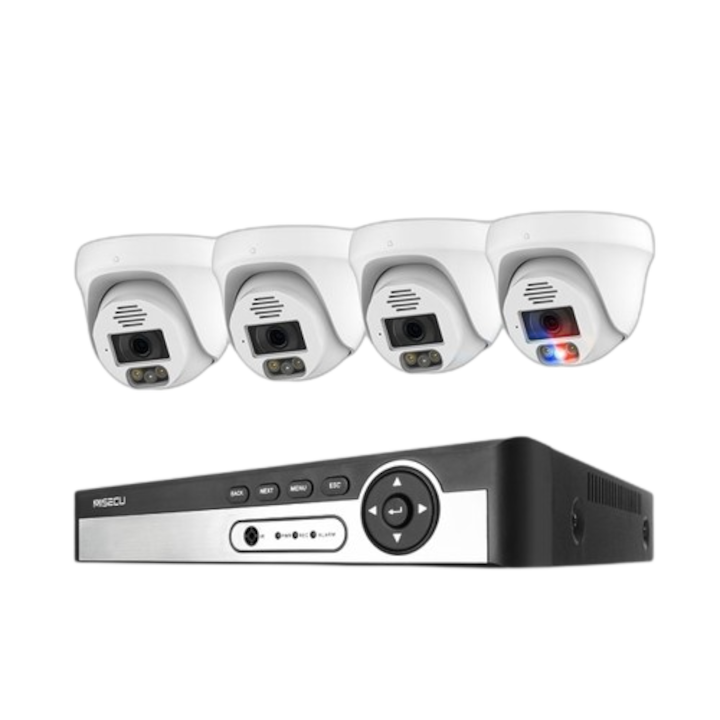 Sistem de supraveghere, 4K, detectare faciala AI, H.265, 1T, NVR, 8CH, 2 Camere, 8MP