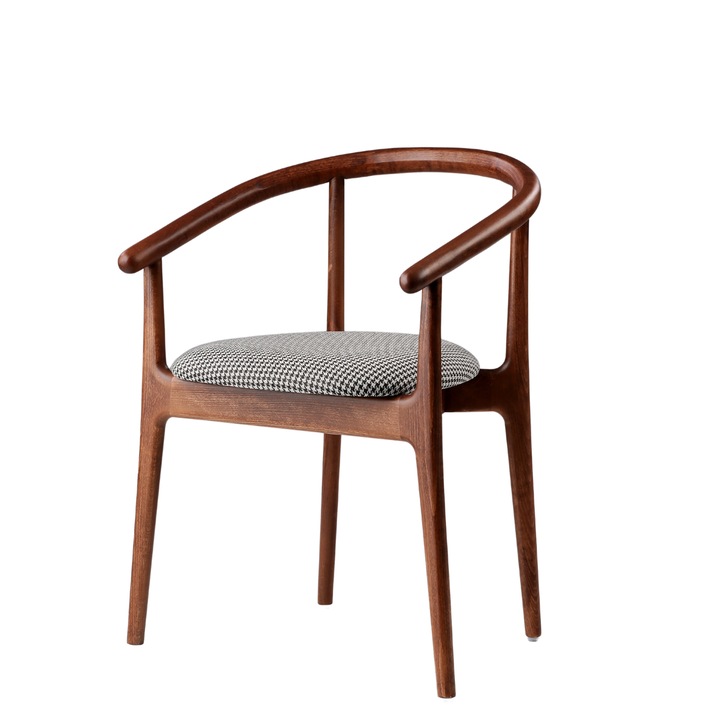 Scaun Snoozz FT, structura lemn masiv, DUVAL furniture, tapiterie Alb/Maro – finisaj Nuc