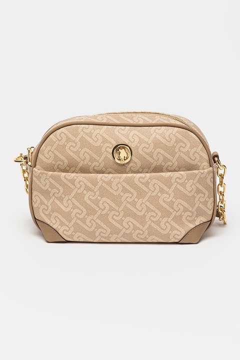 U.S. Polo Assn., Чанта от еко кожа с монограм, Бежов