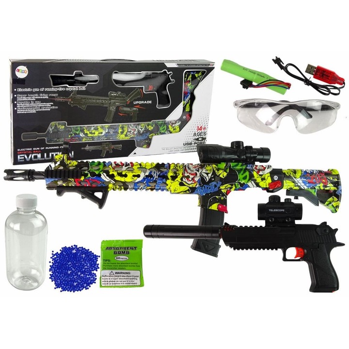 Комплект пушка, играчка пистолет и аксесоари, Leantoys, пластмаса, 14+, 79 x 29 x 5 см, многоцветен