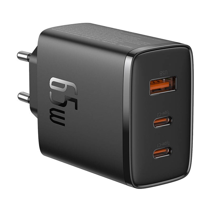 Baseus OS-Cube Pro мрежово зарядно 2xUSB-C + USB, 65W, черно