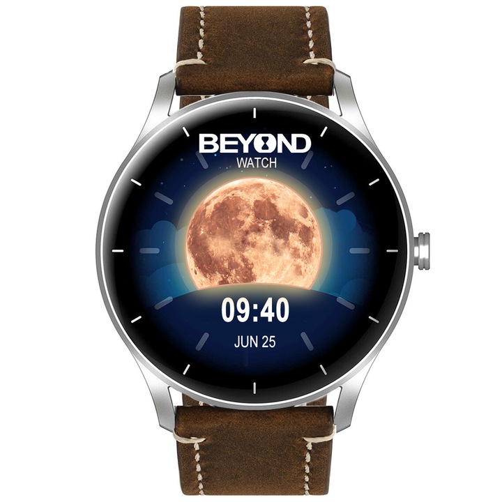 Ceas Smartwatch BEYOND Watch Moon 2 Series, Piele Maro
