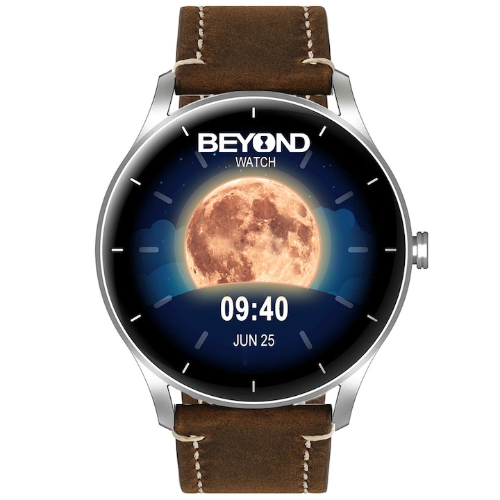 Смарт часовник BEYOND Watch Moon 2 Series, кафява кожа